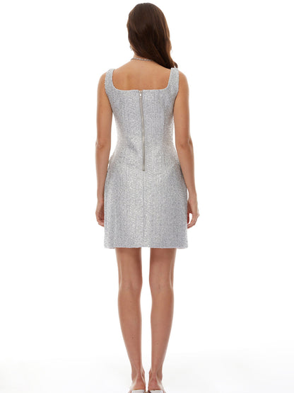 Scarlett Square Neck Tweed Mini Dress