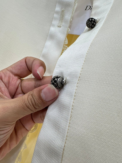 CD 25 Floral Embroidered Lapel Blazer Wool And Silk