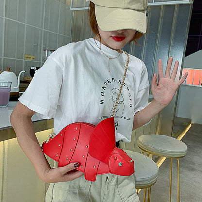 Trendy Cartoon Dinosaur Shoulder Bag Creative Rhinestone Crossbody Bag