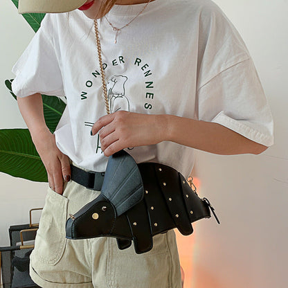 Trendy Cartoon Dinosaur Shoulder Bag Creative Rhinestone Crossbody Bag