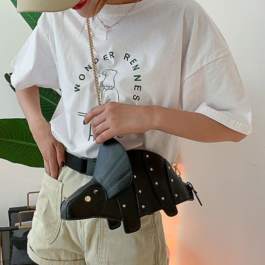 Trendy Cartoon Dinosaur Shoulder Bag Creative Rhinestone Crossbody Bag
