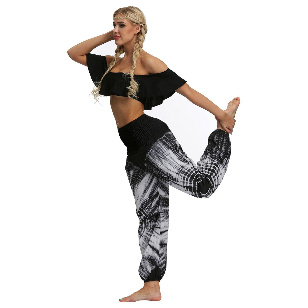 Tie-Dyed Digital Printing Casual Women'S Loose Knickers Europe And The United States Large Sports Yoga Pants Summe