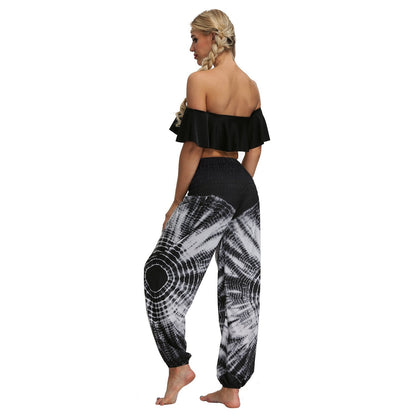 Tie-Dyed Digital Printing Casual Women'S Loose Knickers Europe And The United States Large Sports Yoga Pants Summe