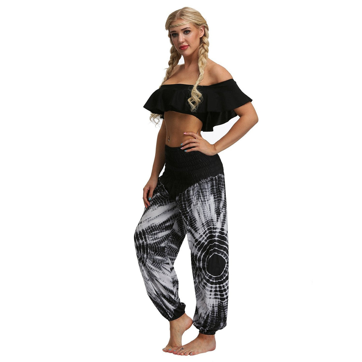 Tie-Dyed Digital Printing Casual Women'S Loose Knickers Europe And The United States Large Sports Yoga Pants Summe
