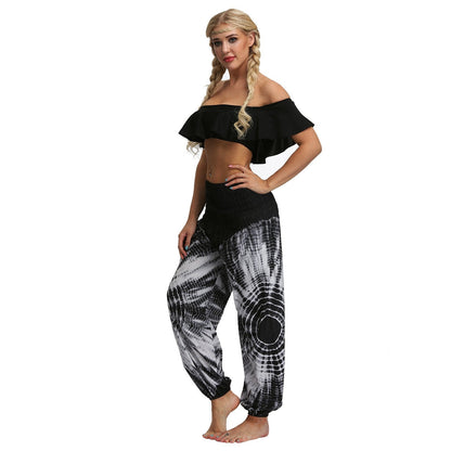 Tie-Dyed Digital Printing Casual Women'S Loose Knickers Europe And The United States Large Sports Yoga Pants Summe