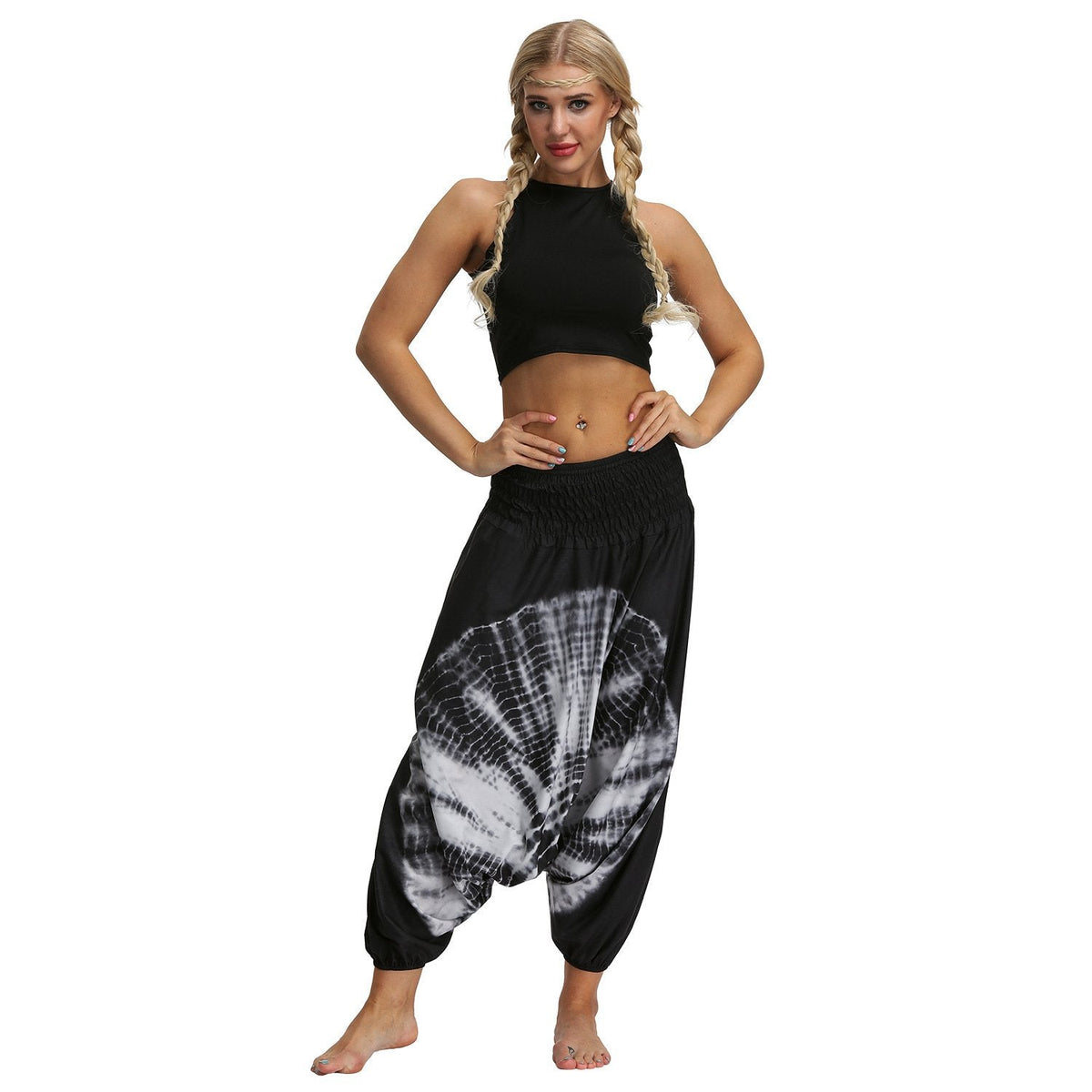 Dyed Digital Printed Women'S Sports Yoga Pants Large Size Loose-Fitting Lantern Dance Pants.