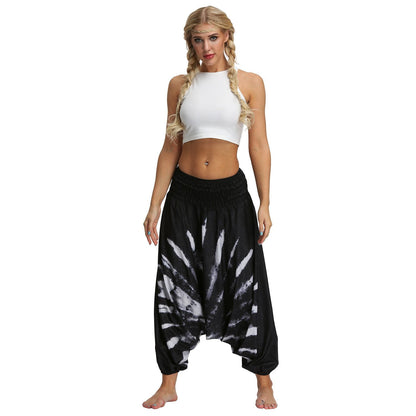 Dyed Digital Printed Women'S Sports Yoga Pants Large Size Loose-Fitting Lantern Dance Pants.