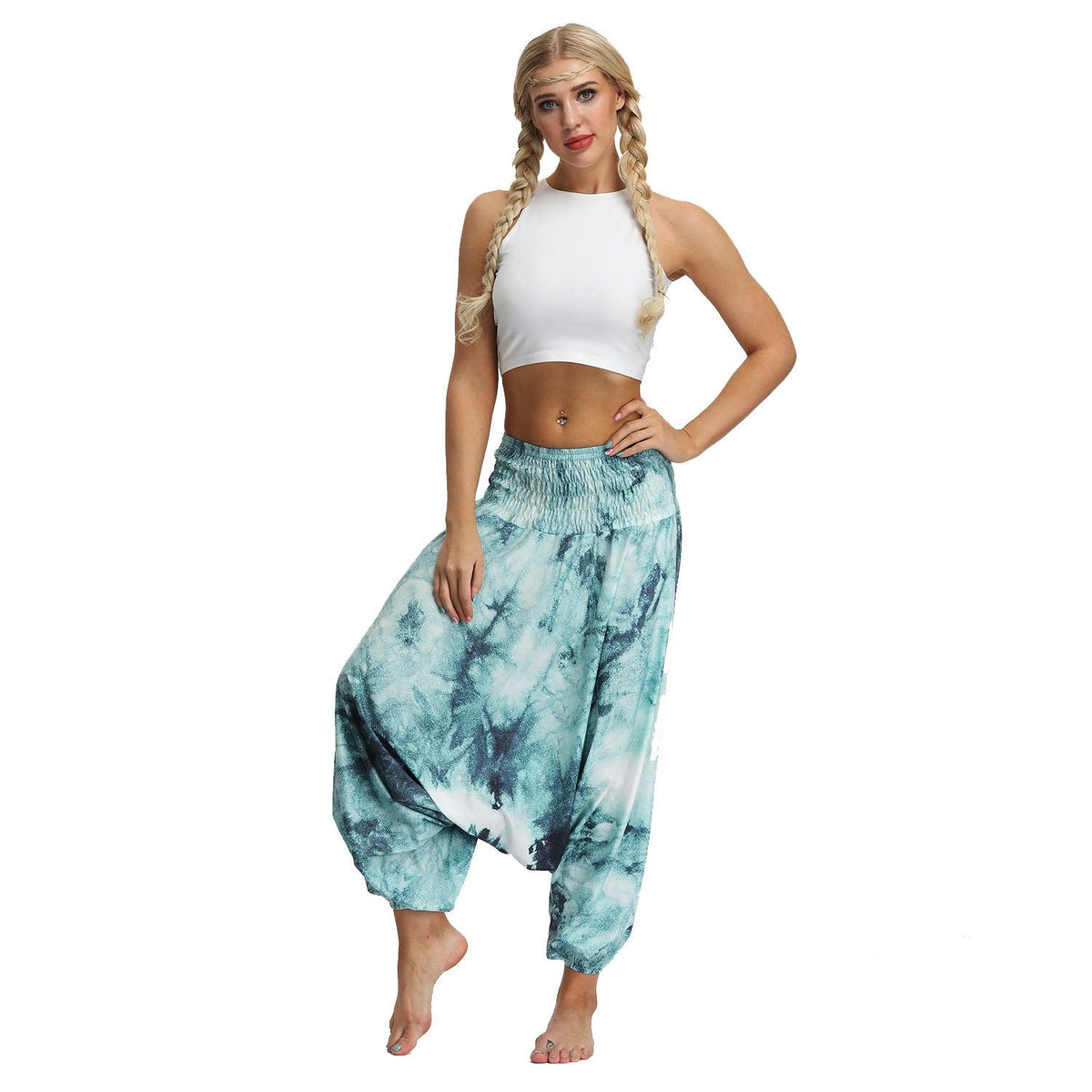 Dyed Digital Printed Women'S Sports Yoga Pants Large Size Loose-Fitting Lantern Dance Pants.