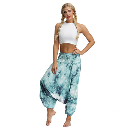 Dyed Digital Printed Women'S Sports Yoga Pants Large Size Loose-Fitting Lantern Dance Pants.