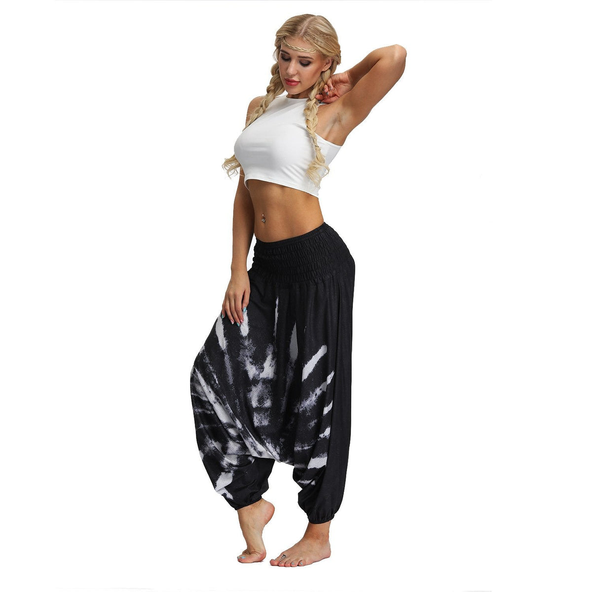 Dyed Digital Printed Women'S Sports Yoga Pants Large Size Loose-Fitting Lantern Dance Pants.