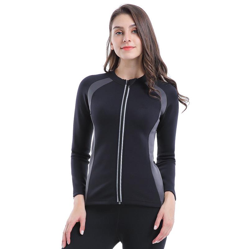 Color Matching Sweat Suit Scr Lady Zipper Sweat Suit Shaping Fat Slimming Suit Yoga Exercise Fitness