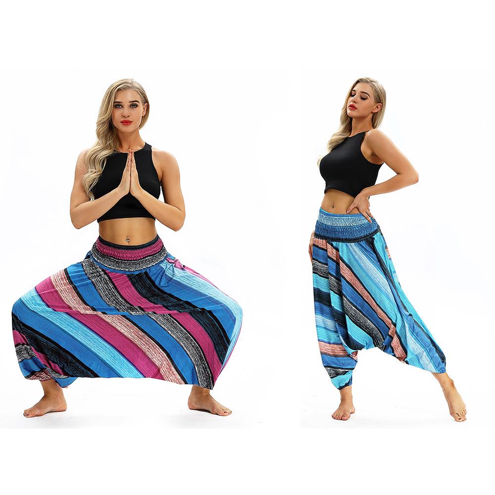 Cross-Border New Digital Print Women'S Fitness Yoga Pants Leisure Loose European And American Lantern Pants Women'S Fashion Wholesale.
