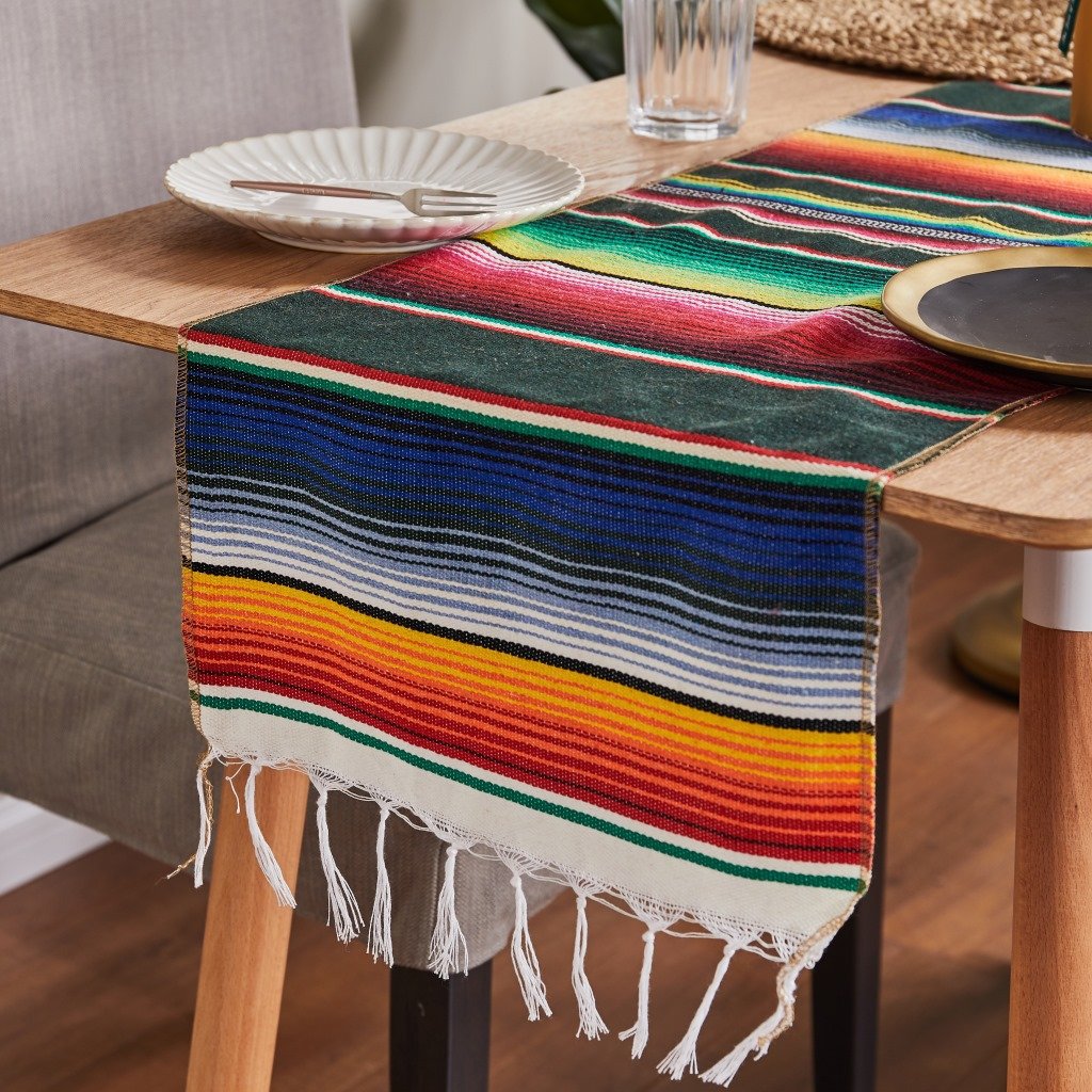 Mexican Style Party Tablecloth Table Flag Tassel Woven Tablecloth