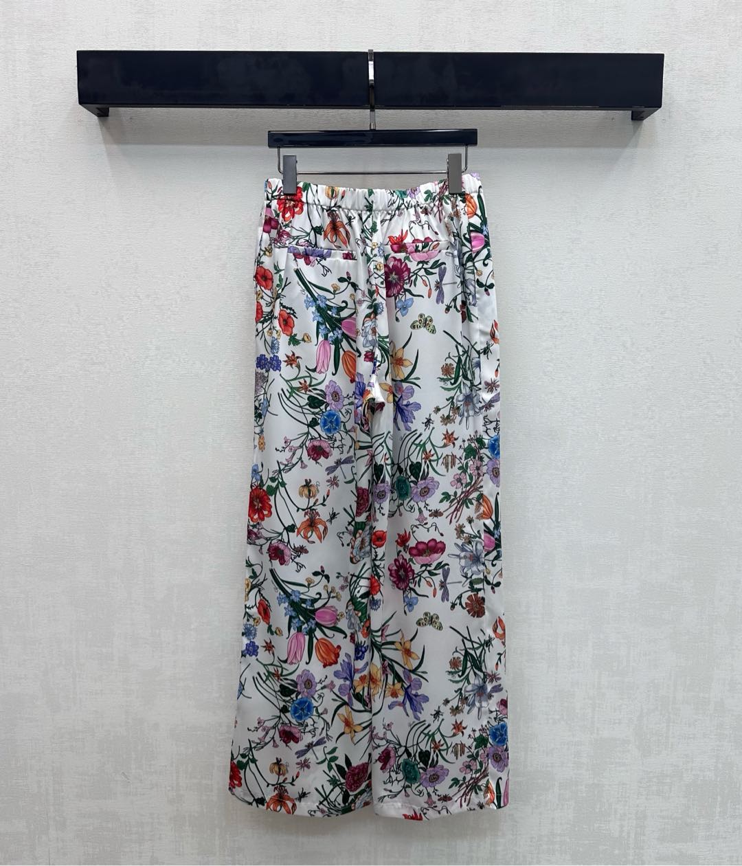 GG SS26 Printed Straight Leg Trousers White Multicolor Silk 351693