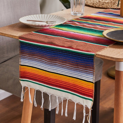 Mexican Style Party Tablecloth Table Flag Tassel Woven Tablecloth