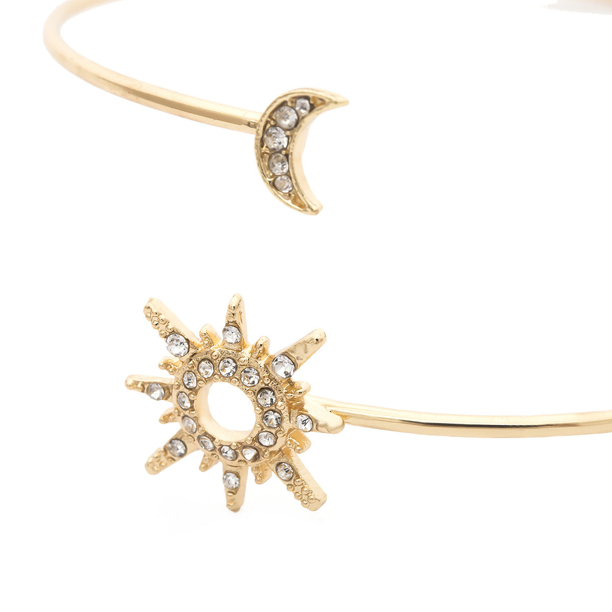 Simple Zircon Sun Moon Adjustable Arm Cuff