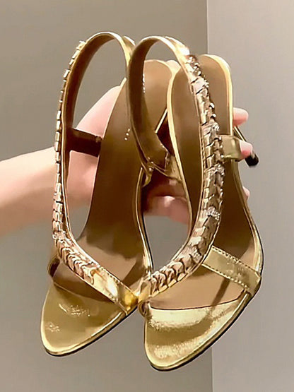 Eloise Rhinestone Side Cutout High-Heeled Sandals
