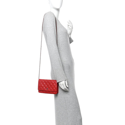 Caviar Quilted Wallet On Chain WOC Red