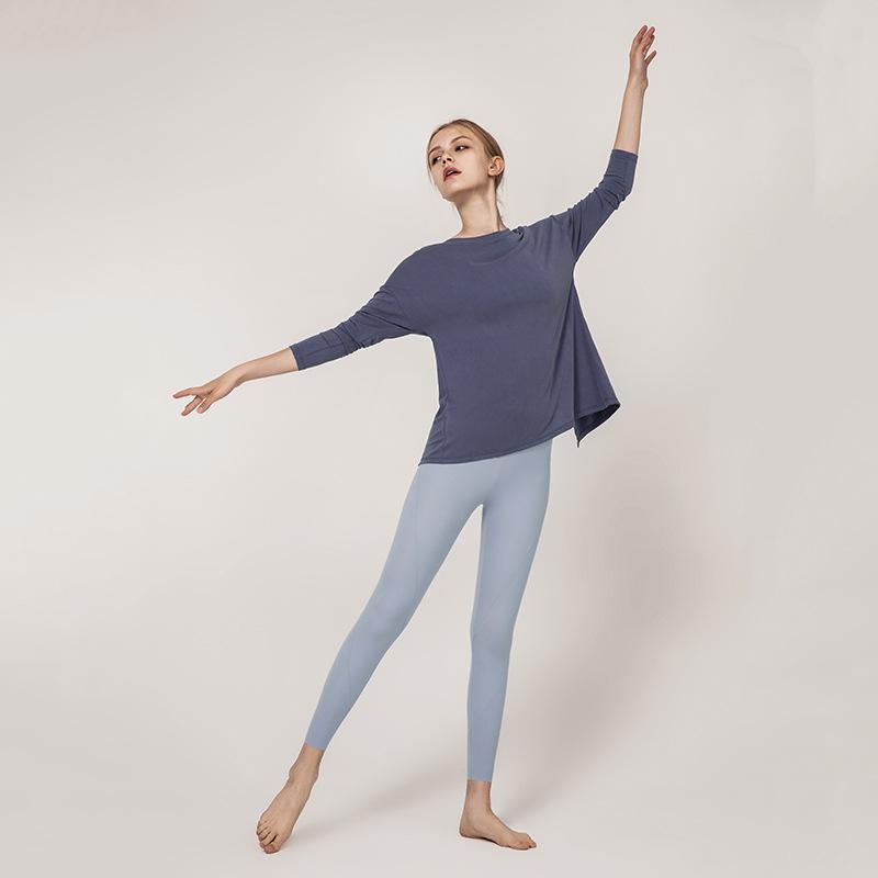 European And American Solid Color Loose Back Yoga Suit Top Women'S Modal Long Sleeve Quick Dry Running Women'S Fitness Suit