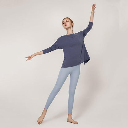 European And American Solid Color Loose Back Yoga Suit Top Women'S Modal Long Sleeve Quick Dry Running Women'S Fitness Suit