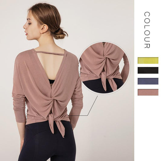 European And American Solid Color Loose Back Yoga Suit Top Women'S Modal Long Sleeve Quick Dry Running Women'S Fitness Suit