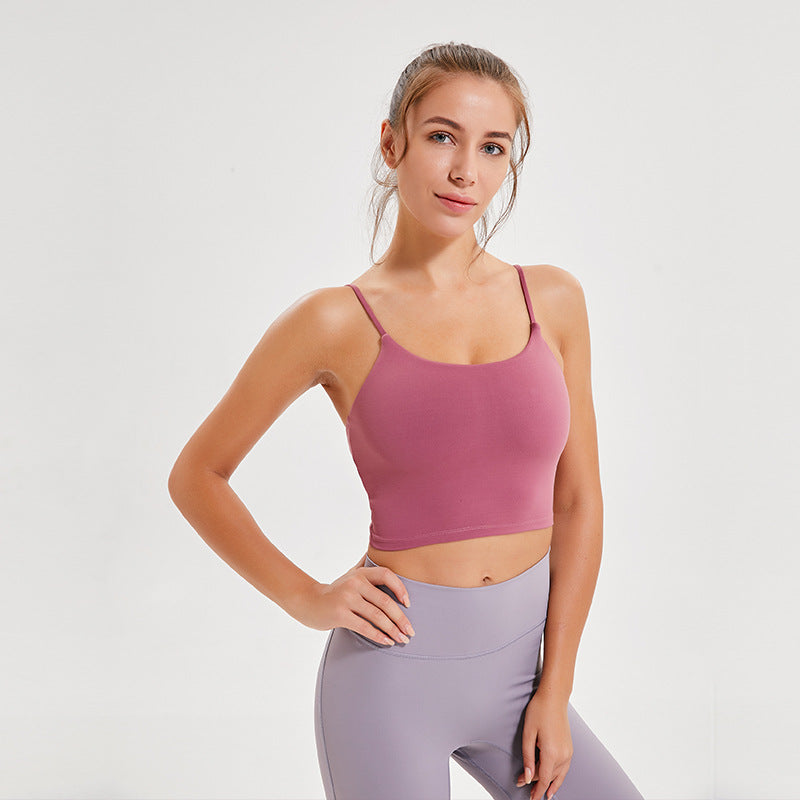 Merillat Backless Erogenous Zone Chest Pad Sports Bra Gathers And Shapes Fitness Camisole