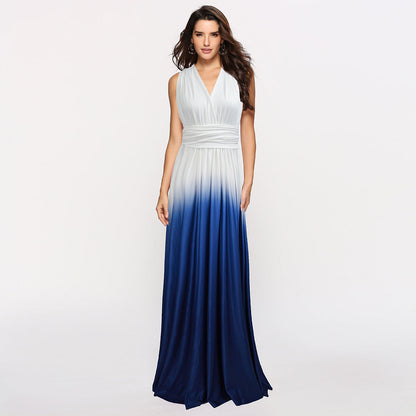 Cross Halter Sexy Strappy Gradient Dress