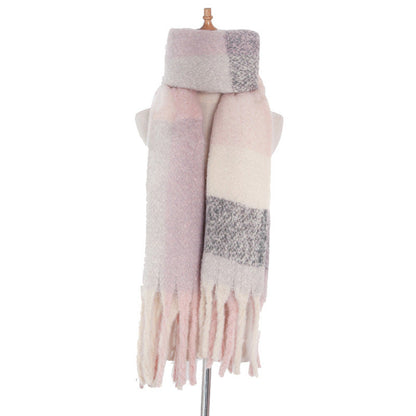 Soft Plaid Striped Tassel Warm Winter Scarf