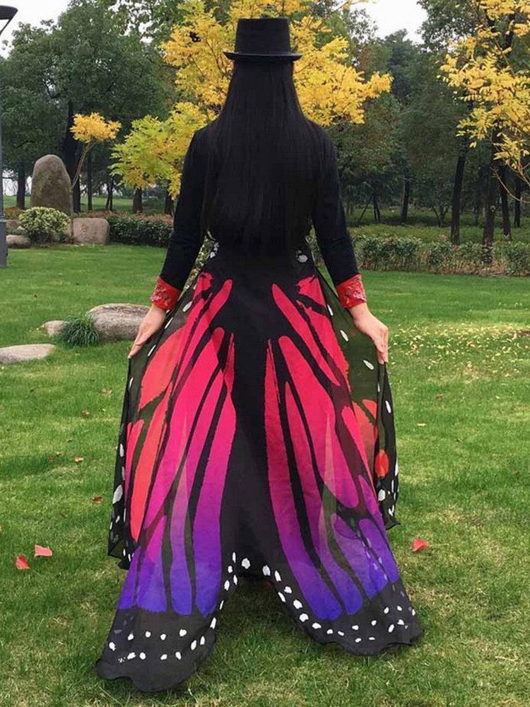 Chiffon Beach Butterfly Wing Print Shawl For Women