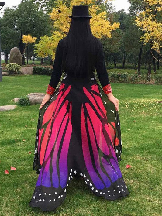 Chiffon Beach Butterfly Wing Print Shawl For Women