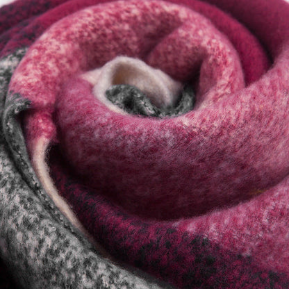 Soft Plaid Striped Tassel Warm Winter Scarf