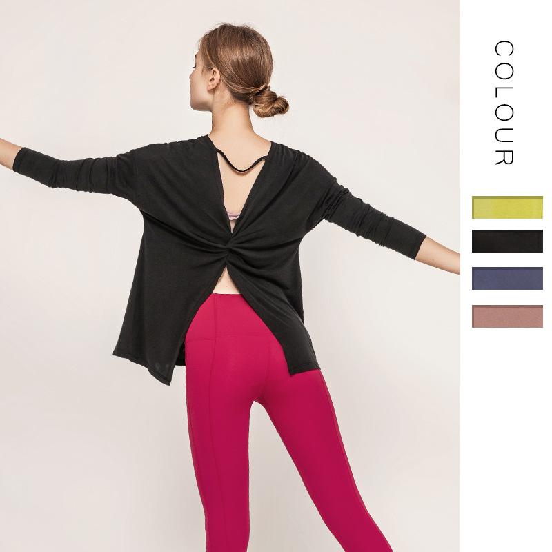 European And American Solid Color Loose Back Yoga Suit Top Women'S Modal Long Sleeve Quick Dry Running Women'S Fitness Suit