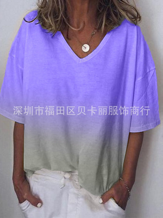 The Gradient-Colored Short-Sleeved T-Shirt Ladies'