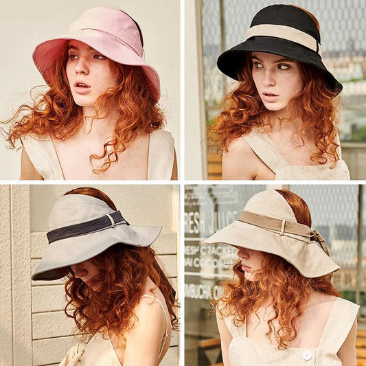 Summer Women'S Empty Top Big Brim Cover Face Fisherman Hat
