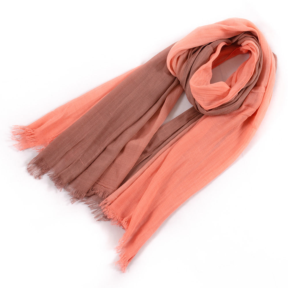 Scarvii - Elegant Contrast Style Cotton Long Scarf