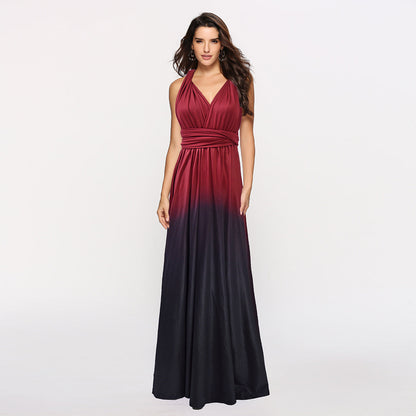Cross Halter Sexy Strappy Gradient Dress