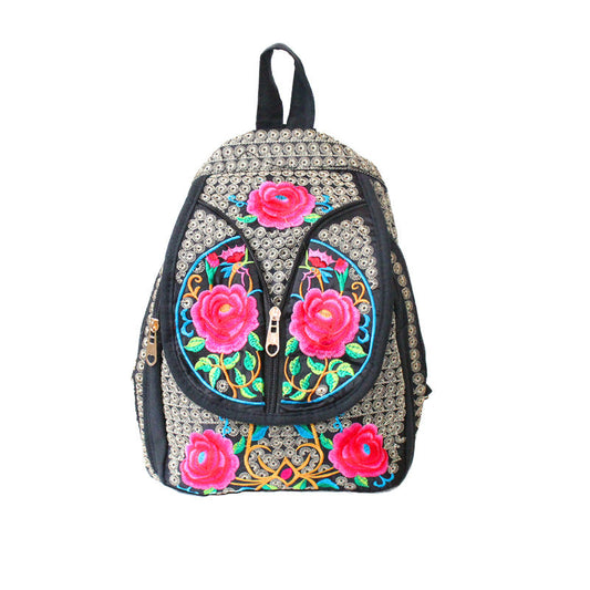 New Ethnic Style Embroidered Backpack For Women'S Embroidered Canvas Leisure Backpack