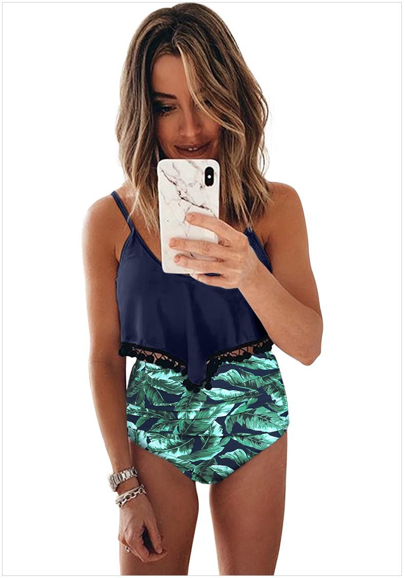 Spa Cover Belly Two-Piece Hem Ball Tassel Bikini