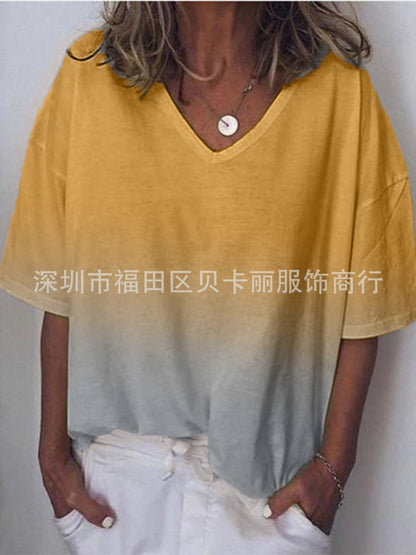 The Gradient-Colored Short-Sleeved T-Shirt Ladies'
