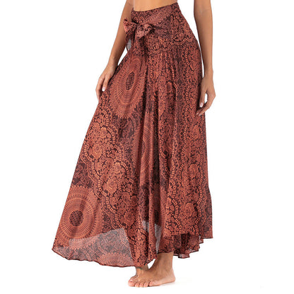 Casual National Style Dress, Skirt, Beach Resort Skirt, Two Wearing Swing Skirts