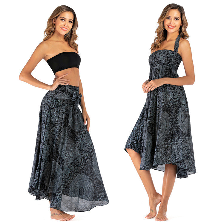 Casual National Style Dress, Skirt, Beach Resort Skirt, Two Wearing Swing Skirts