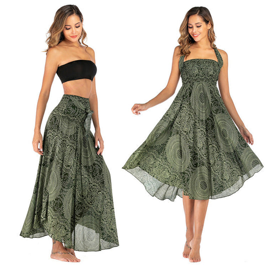 Casual National Style Dress, Skirt, Beach Resort Skirt, Two Wearing Swing Skirts