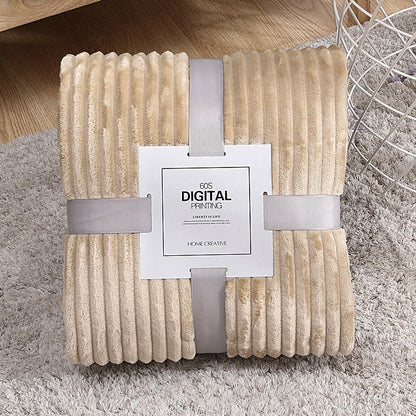 Minimalist Fleece Flannel Velvet Ribbed Throw Blanket