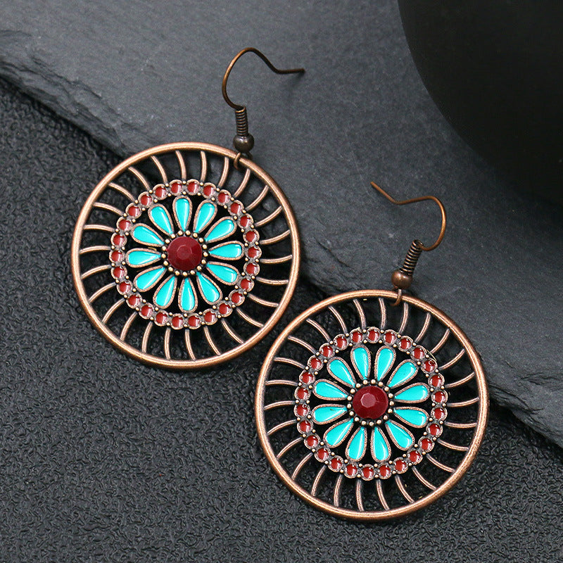 Handmade Geometric Hoop Earrings Set Vintage Heart Accessories