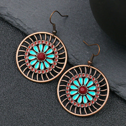 Handmade Geometric Hoop Earrings Set Vintage Heart Accessories