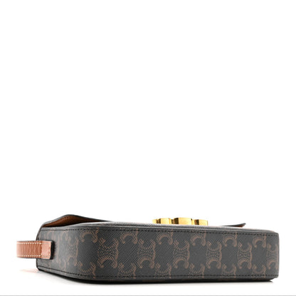 Canvas Calfskin Triomphe Shoulder Bag Tan