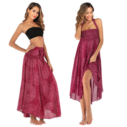 Casual National Style Dress, Skirt, Beach Resort Skirt, Two Wearing Swing Skirts