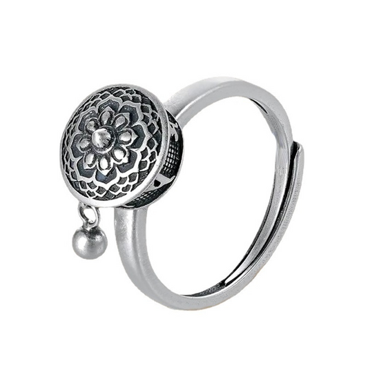Retro Six Character Truth Words Ring Opening Simple Creative National Style Old Belief Amulet Rotating Ring