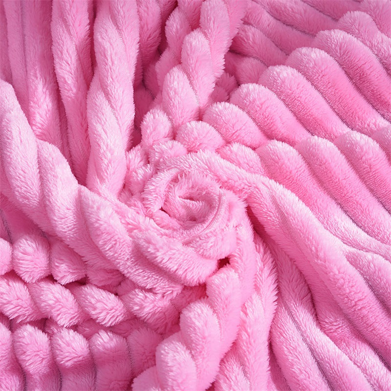 Minimalist Fleece Flannel Velvet Ribbed Throw Blanket