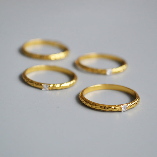 Vintage Gold Plated Rhinestone Thin Ring